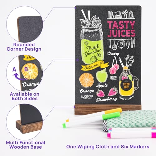 JEFURE 6Pcs Tabletop Chalkboard Sign, 7.8x5 Inch Double-Sided Message Boards, Blackboard with Base Stands for Coffee Shop, Restaurant, Home, Bar - Image 4