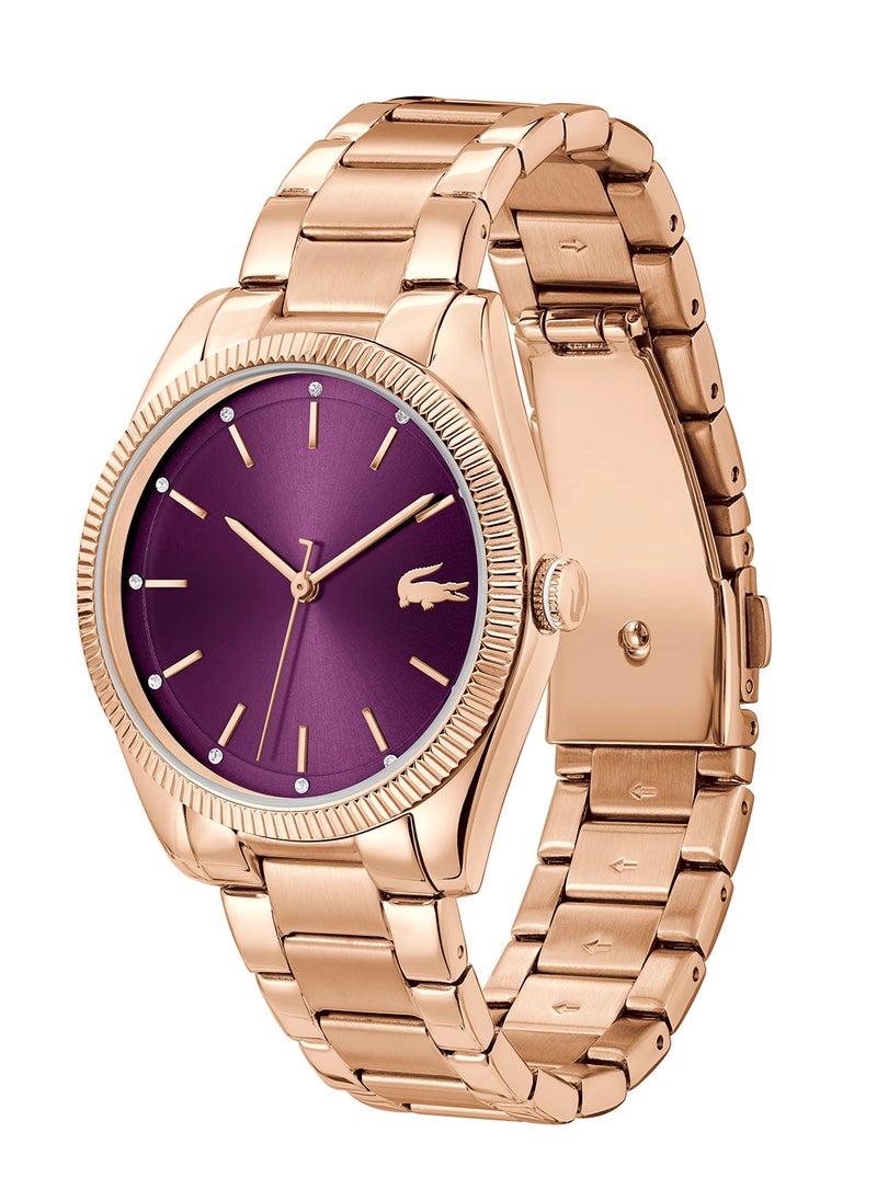 LACOSTE ساعة لافكوست round analog للسيدات بحافظة برقوق - 2001402  - Image 1