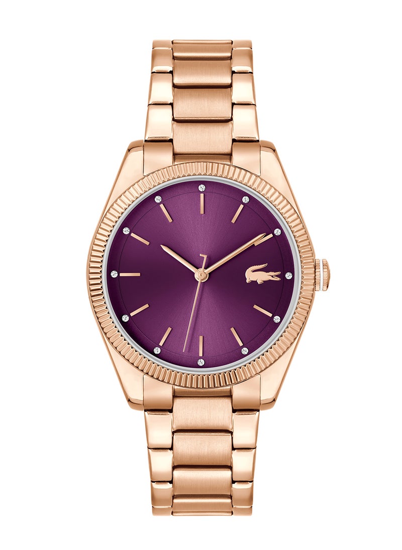 LACOSTE ساعة لافكوست round analog للسيدات بحافظة برقوق - 2001402  - Image 2