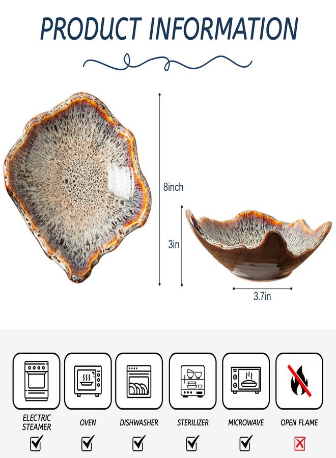 Amitofo 8" Small Ceramic Decorative Bowl 1 Pice – Irregular Rim Reactive Glaze Candy Plate, Berry Bowl, Entryway Catchall, Japanese Style Fruit Dish for Tabletop or Home Decor (Reactive Glaze) - Image 2