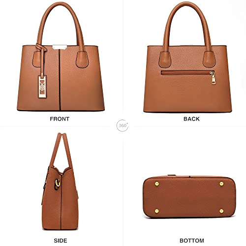 CHICAROUSAL Purses and Handbags for Women Leather Crossbody Bags Women's Tote Shoulder Bag (Brown) - Image 3