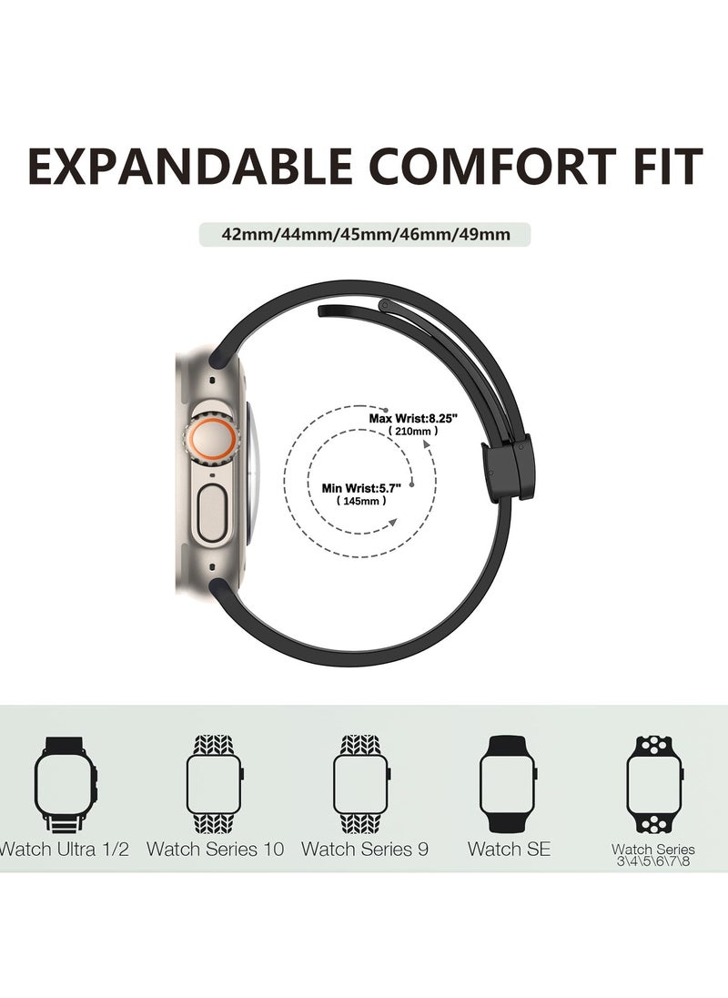 Youque - 2 Pack Soft Silicone Strap for Apple Watch Series 10, Compatible with Apple Watch Ultra 2/Ultra, Series10/9/8/SE 2nd Gen/7/SE/6/5/4/3/2/1, Compatible with 49/46/45/44/42mm Band - Image 1