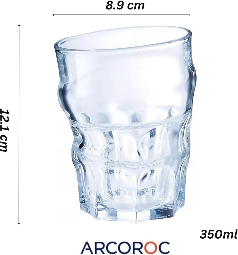 Arcoroc Pop Corn Tumbler Glass – 350ml | Set of 6 | Premium Quality | Unique & Creative Design | Dishwasher Safe | France - Image 2