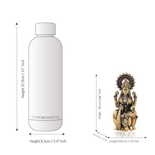 CraftVatika Brass Maa Dhan Lakshmi Devi Idol Statue Sitting on Lotus Brass Laxmi Ji Ki Murti for Pooja Temple Room Diwali Gift & Home Décor Items (2.9 Inch Height) - Image 3