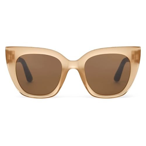 TOMS Traveler Women's Sydney Oversized Sunglasses in Matte/Shiny Oatmilk Crystal Fade with a Solid Brown Lens - Image 1