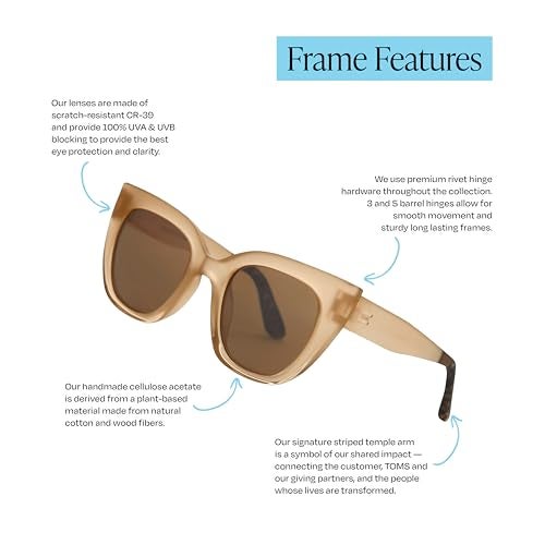 TOMS Traveler Women's Sydney Oversized Sunglasses in Matte/Shiny Oatmilk Crystal Fade with a Solid Brown Lens - Image 3