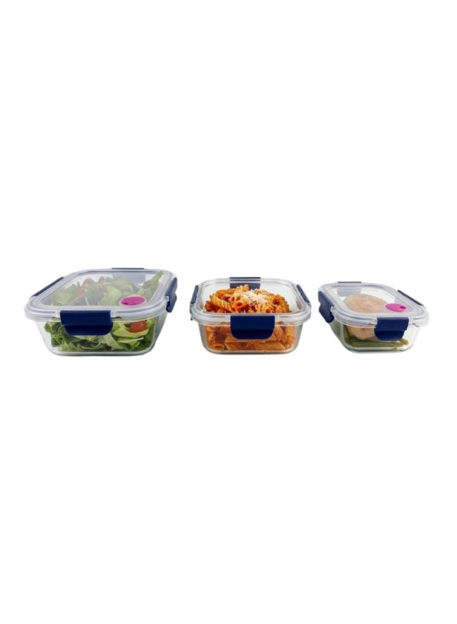 Food Storage Glass Containers Set of 3 (370ml+ 640ml + 1040ml)  Airtight, Microwave & Dishwasher Safe - Image 4