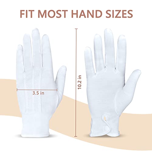 Zenssia White Cotton Parade Gloves with Snap Cuff – 3 Pairs Formal Tuxedo & Honor Guard，Ideal for Coin, Jewelry Inspection, Costumes - Image 4