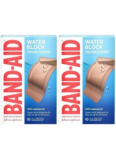 جونسون آند جونسون ضمادات لاصقة من Bandaid Toughstrips، مقاومة للماء، كبيرة جدًا، عبوة من 10 قطع مكونة من قطعتين 