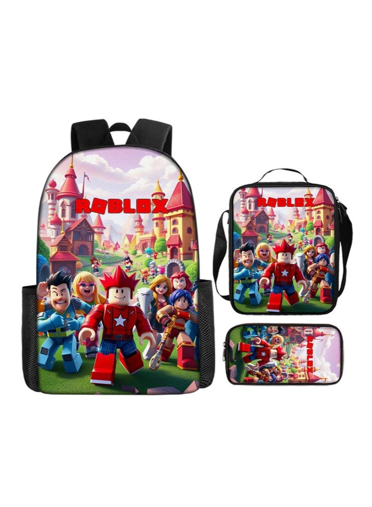 روبلوكس على ظهره مقلمة حقيبة ثلاثة قطعة دعوى الرجال والنساء الترفيه الرياضة حقيبة السفر طالب حقيبة المدرسة - Image 1