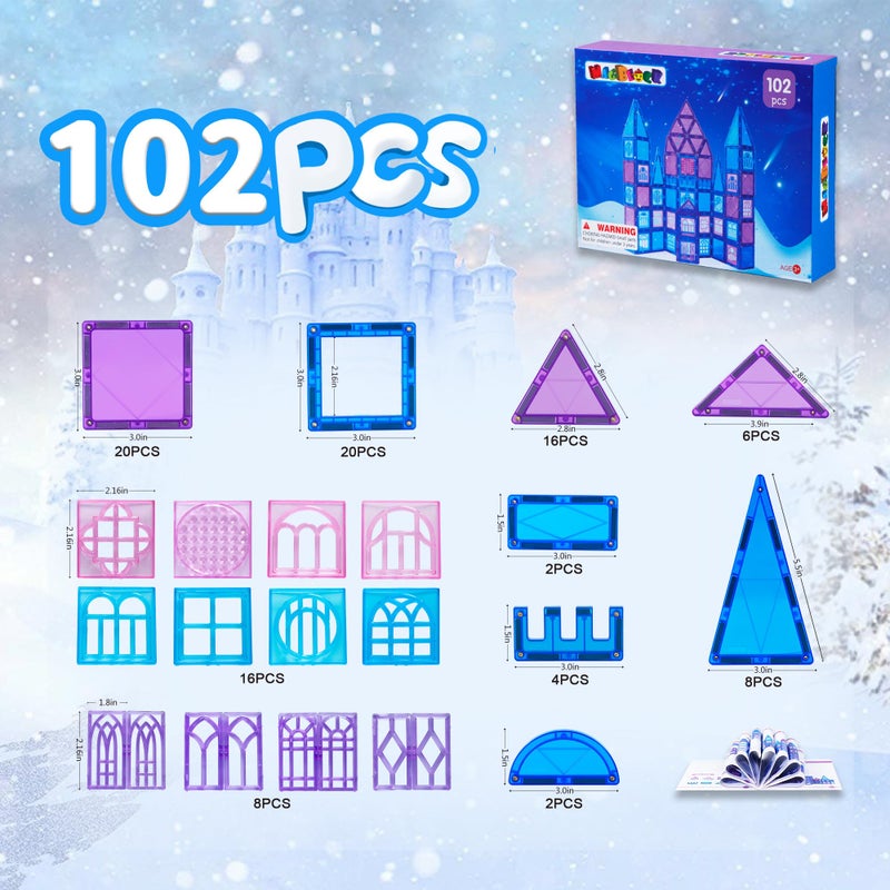 MAGBLOCK 102pcs Magnetic Tiles Frozen Magnet Building for 3 4 5 6 7 8 Years Old Girls Birthday Gifts Frozen Princess Preschool STEM Educational Toys - Image 5