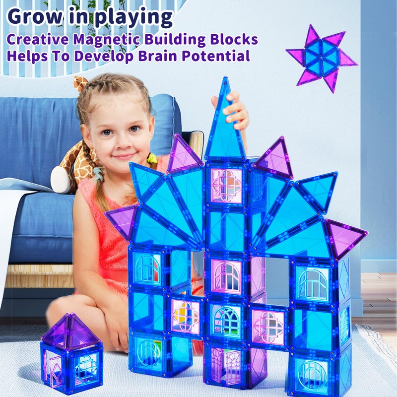 MAGBLOCK 102pcs Magnetic Tiles Frozen Magnet Building for 3 4 5 6 7 8 Years Old Girls Birthday Gifts Frozen Princess Preschool STEM Educational Toys - Image 4