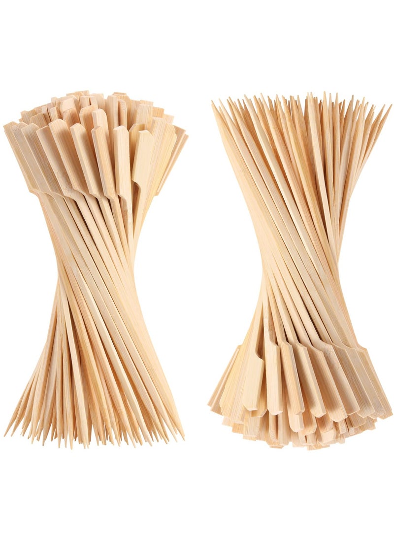 sokany 200 PCS Bamboo Skewers for Appetizers, 12cm Toothpicks, Picks for Drinks, Fruit Kababs, Sausage, Barbecue Snacks, Natural Wooden Paddle Skewer Mini Food Sticks, Charcuterie Accessories (Beige)  - Image 2