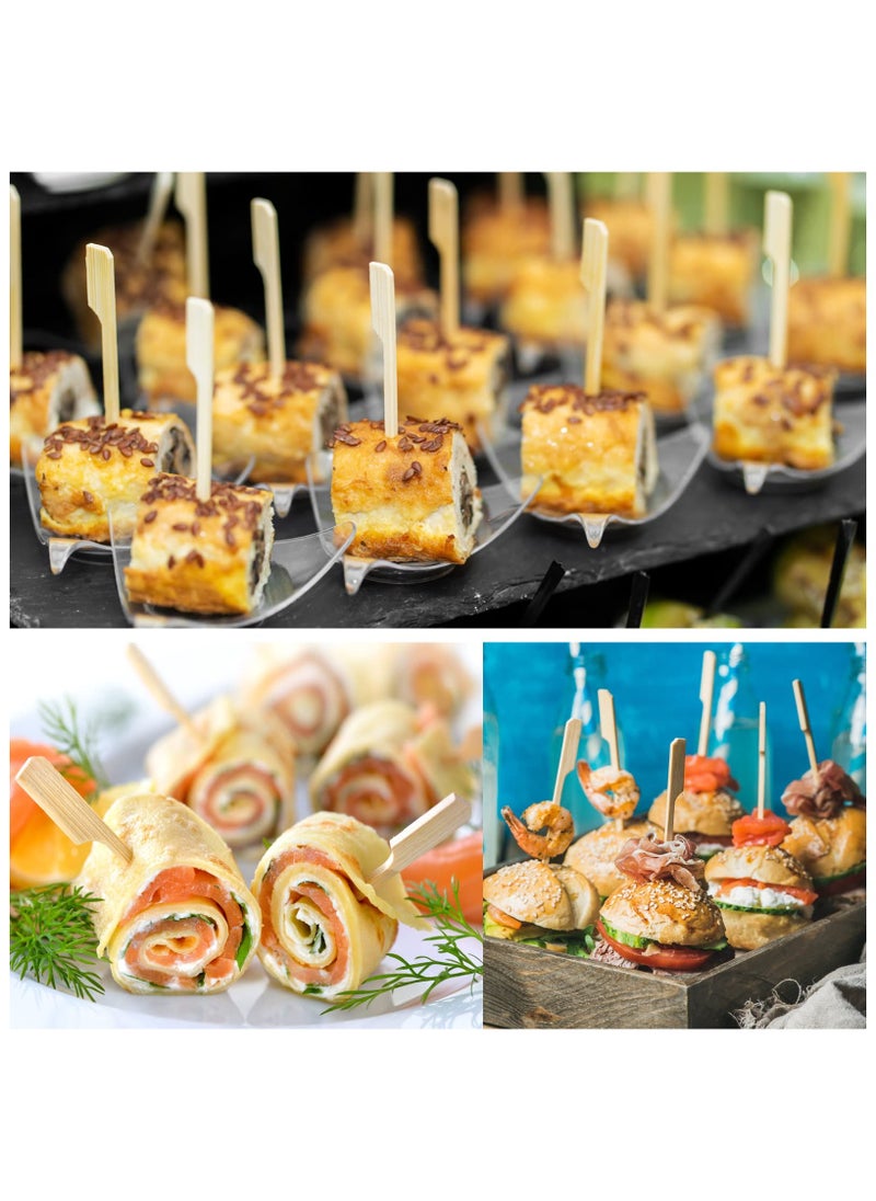 sokany 200 PCS Bamboo Skewers for Appetizers, 12cm Toothpicks, Picks for Drinks, Fruit Kababs, Sausage, Barbecue Snacks, Natural Wooden Paddle Skewer Mini Food Sticks, Charcuterie Accessories (Beige)  - Image 4
