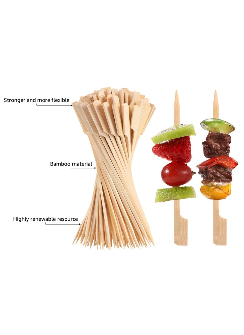 sokany 200 PCS Bamboo Skewers for Appetizers, 12cm Toothpicks, Picks for Drinks, Fruit Kababs, Sausage, Barbecue Snacks, Natural Wooden Paddle Skewer Mini Food Sticks, Charcuterie Accessories (Beige)  - Image 3
