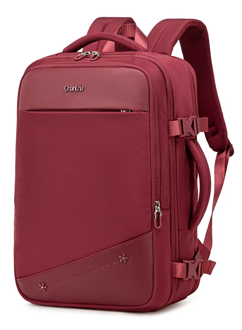 Premium Lightweight Laptop backpack for Women Water Resistant Multifunctional Anti-Theft Daypack with 180° Opening and Built in USB Port, CB00641-Burgundy