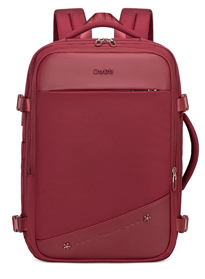 شانتريا حقيبة ظهر لاب توب نسائية خفيفة الوزن مقاومة للماء متعددة الوظائف مضادة للسرقة بفتحة  درجة ومنفذ  مدمج، لون عنابي