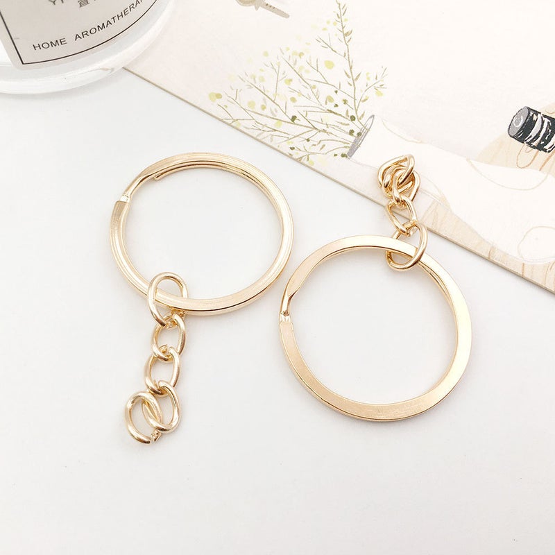 1 key ring with chain 30mm key ring metal alloy key ring diy accessories key ring multi-color optional KC golden key ring with chain 
