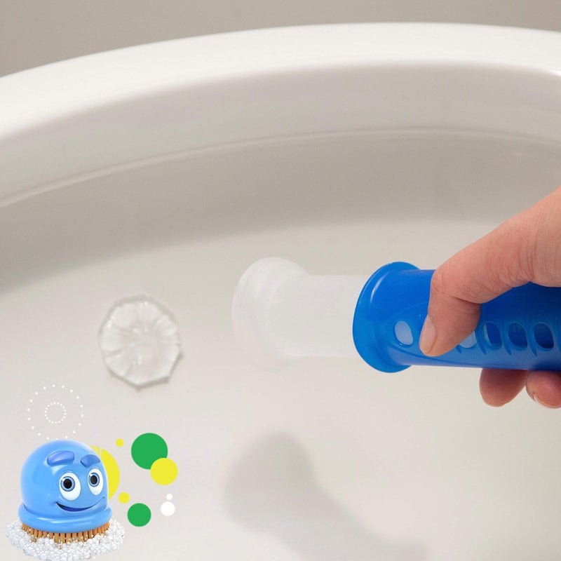 Scrubbing Bubbles Fresh Gel Toilet Bowl Cleaning Stamps, Helps Keep Toilet Clean and Helps Prevent Limescale & Rings, Rainshower Scent, 1 Dispenser with 24 Fresh Gel Stamps - Image 5