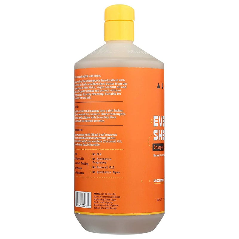 Alaffia EveryDay Shea Shampoo, Unscented, Gentle Cleansing Shampoo for Normal to Dry Hair. Made with Fair Trade Unrefined Shea Butter, No Parabens or Phthalates, 32 fl oz - Image 2