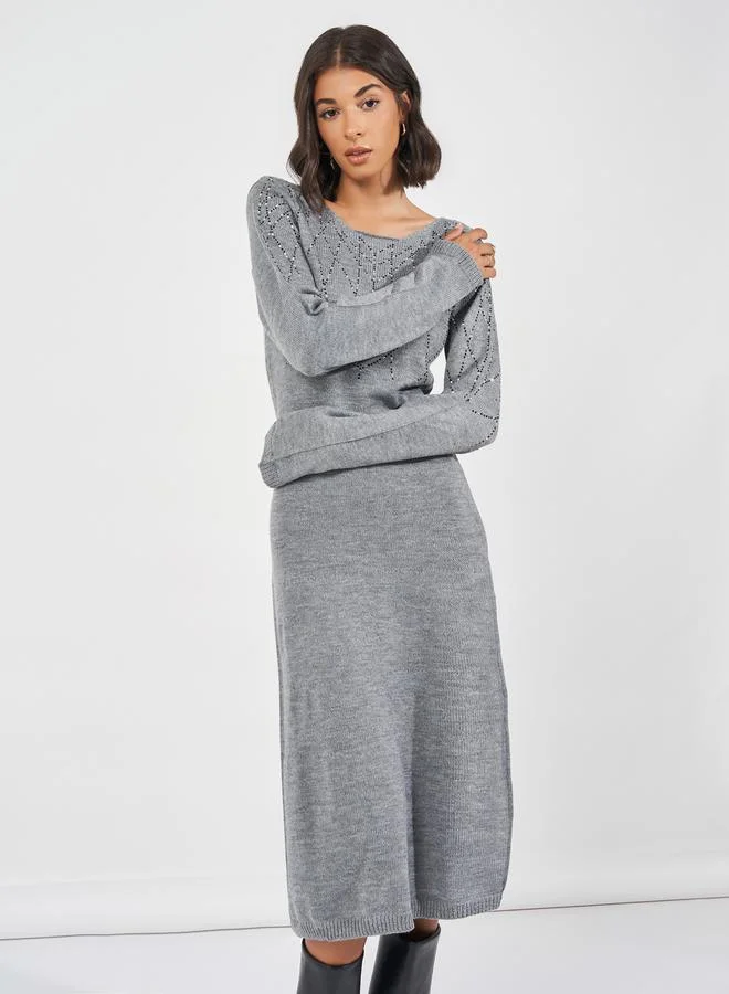 Styli Embellished Knit Dress