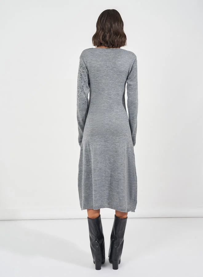 Styli Embellished Knit Dress
