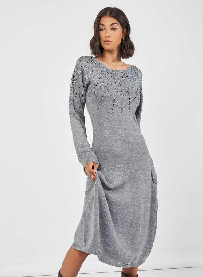 Styli Embellished Knit Dress