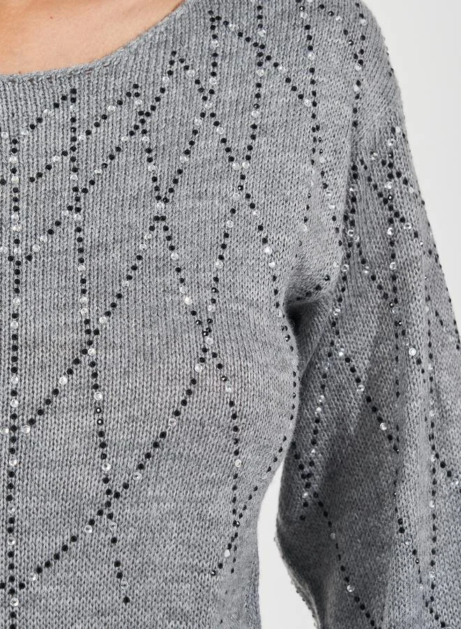 Styli Embellished Knit Dress