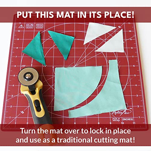 Madam Sew 360 Degree Rotating Self Healing Cutting Mat for Crafts, Sewing, and Quilting – 12x12 cutting matts for sewing Lockable Non-Slip Base and Accurate Grid and Bias Lines for Precise Cuts - Image 3