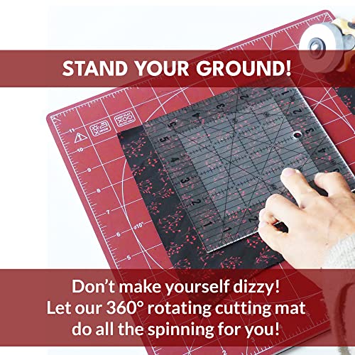 Madam Sew 360 Degree Rotating Self Healing Cutting Mat for Crafts, Sewing, and Quilting – 12x12 cutting matts for sewing Lockable Non-Slip Base and Accurate Grid and Bias Lines for Precise Cuts - Image 2