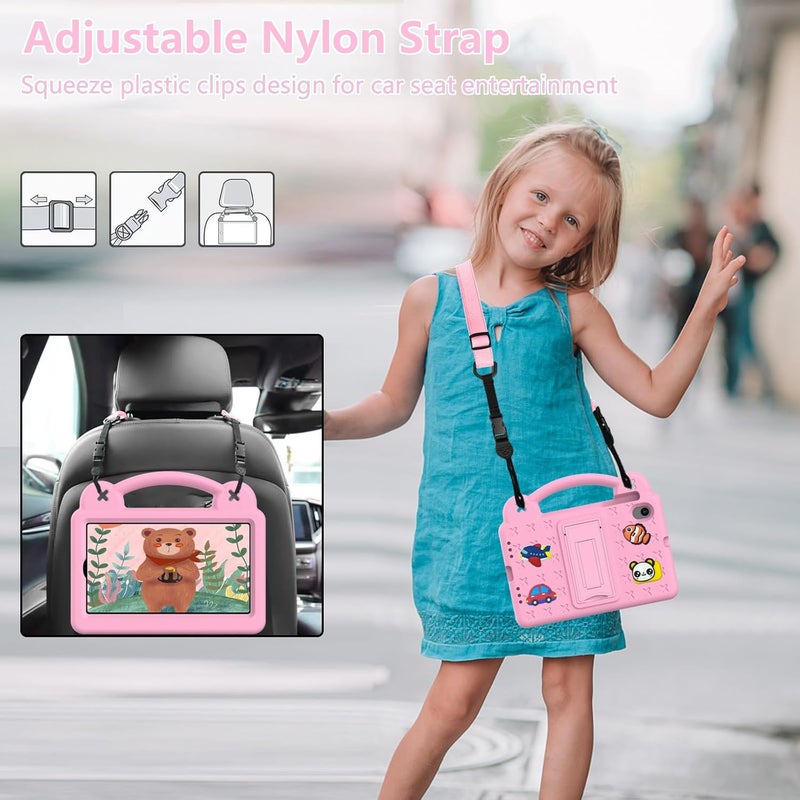 10.1-Inch Tablet EVA Drop Protection Case (with Support Handle and Shoulder Strap, Pink) for ONN 10.1 (4nd Gen) 2024 - Image 2