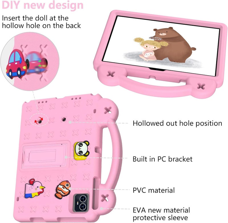 10.1-Inch Tablet EVA Drop Protection Case (with Support Handle and Shoulder Strap, Pink) for ONN 10.1 (4nd Gen) 2024 - Image 4