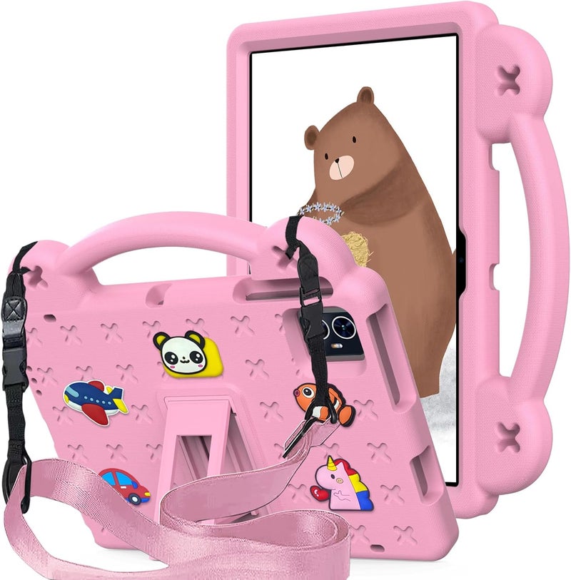 10.1-Inch Tablet EVA Drop Protection Case (with Support Handle and Shoulder Strap, Pink) for ONN 10.1 (4nd Gen) 2024 - Image 1