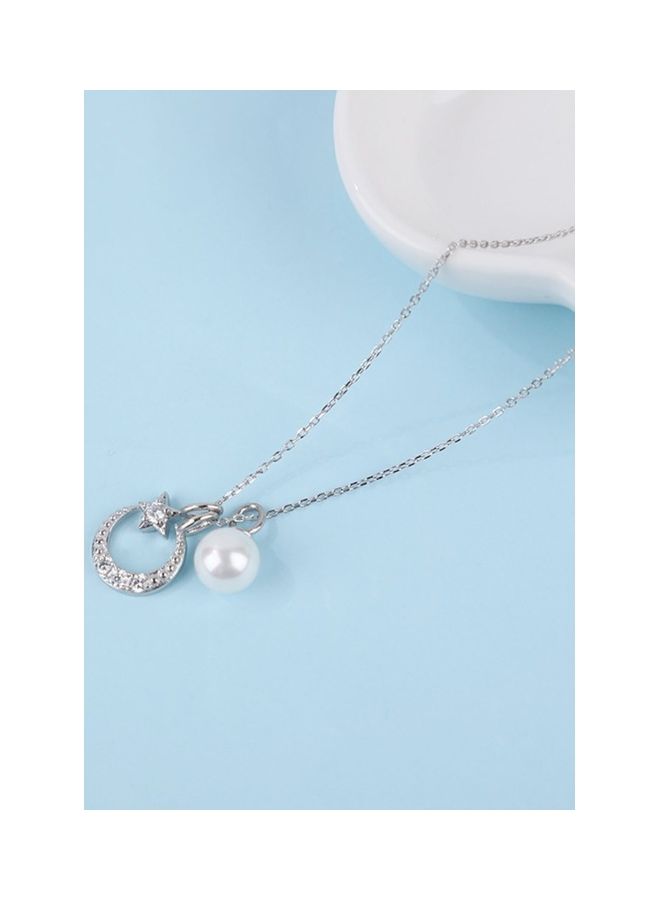 بيرفيي S925 Sterling Silver Crystal Studded Pendant Necklace - Image 4