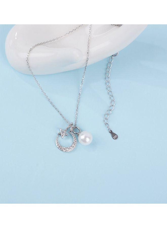 بيرفيي S925 Sterling Silver Crystal Studded Pendant Necklace - Image 5