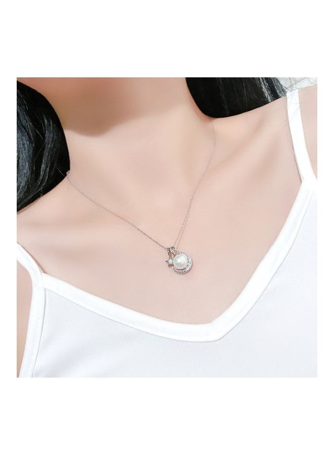 بيرفيي S925 Sterling Silver Crystal Studded Pendant Necklace - Image 2