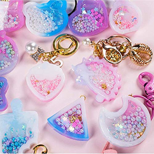 Larcenciel 15pcs Resin Casting Shaker Molds Set, 10pcs Epoxy Quicksand Silicone Molds with 5pcs PVC Sheets, Resin Shaker Mold for Pendant Jewelry Keychain Decoration Craft Making DIY - Image 2