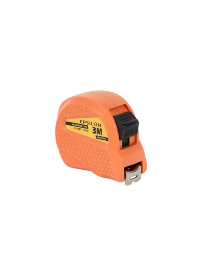 Epsilon Measuring Tape 3 m x 16 mm - EPST1409 - Self-Locking Measuring Tape with High-Visibility Markings - Durable Retractable Tape Measure for Home, Office, DIY, Surveying, Engineering & Construction - Black & Yellow - Image 1