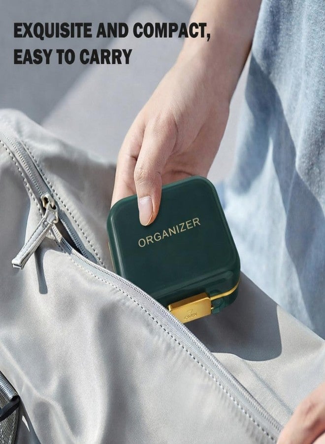 AccuPrints Sumiko Stylish Travel Pill Organizer Box - Compact 7-Compartment Medicine Case | Portable Moisture-Proof Vitamin Storage for Purse, Pocket & Travel (Green with Gold Trim) - Image 4