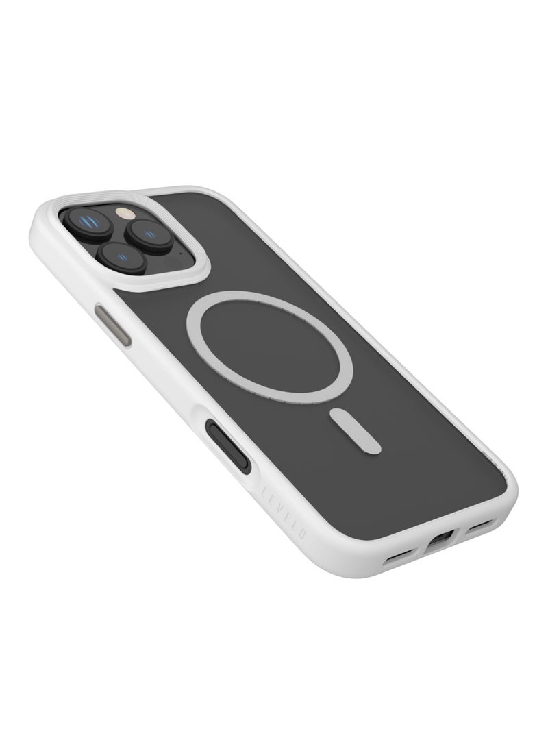 LEVELO - MagSafe Matte Solo Case for iPhone 16 Pro Max with Impact-Resistant Corners/ 3H Scratch Resistance/ Matte TPU Bumper Lightweight & Hybrid Design - White - Image 1