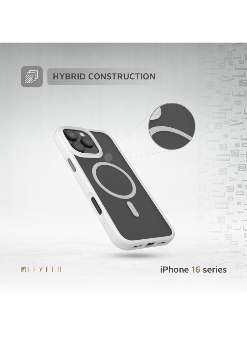 LEVELO - MagSafe Matte Solo Case for iPhone 16 Pro Max with Impact-Resistant Corners/ 3H Scratch Resistance/ Matte TPU Bumper Lightweight & Hybrid Design - White - Image 1