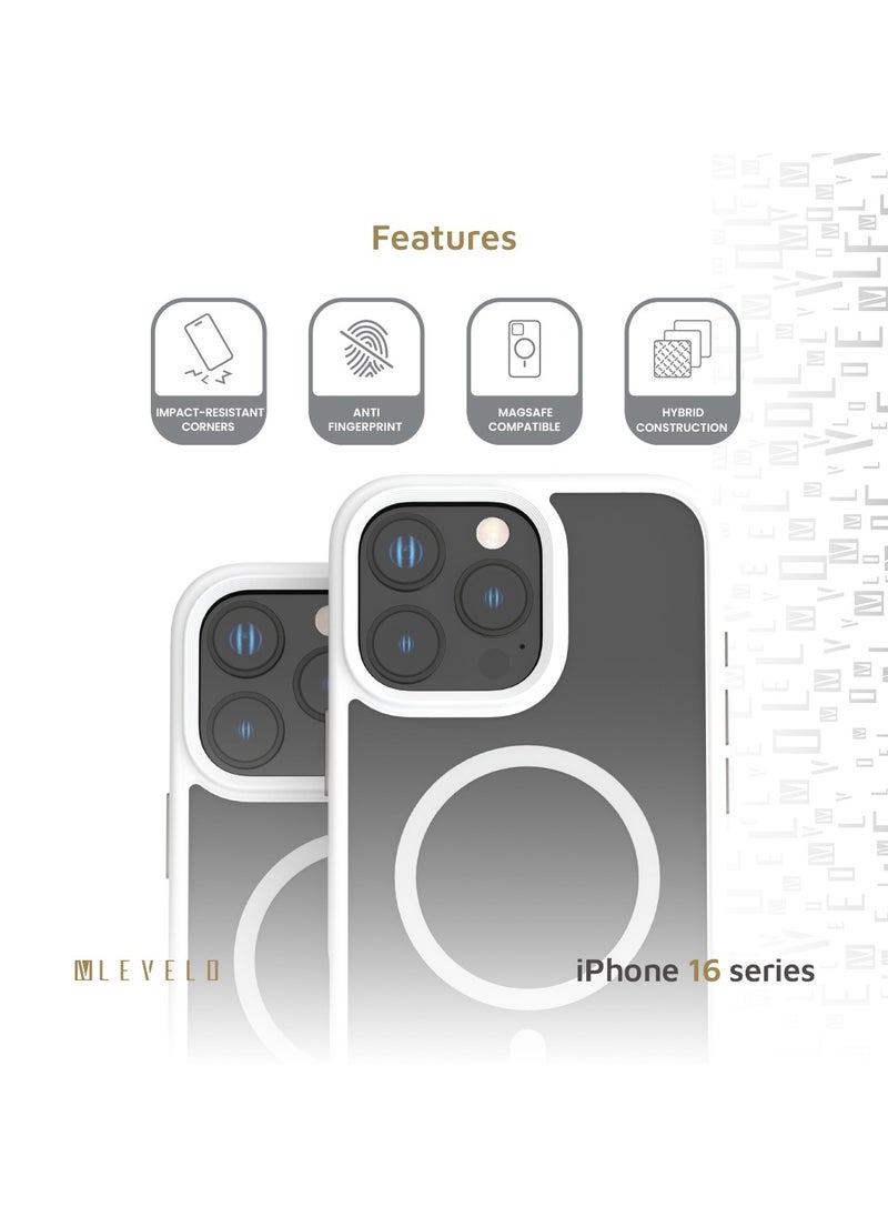 LEVELO - MagSafe Matte Solo Case for iPhone 16 Pro Max with Impact-Resistant Corners/ 3H Scratch Resistance/ Matte TPU Bumper Lightweight & Hybrid Design - White - Image 1