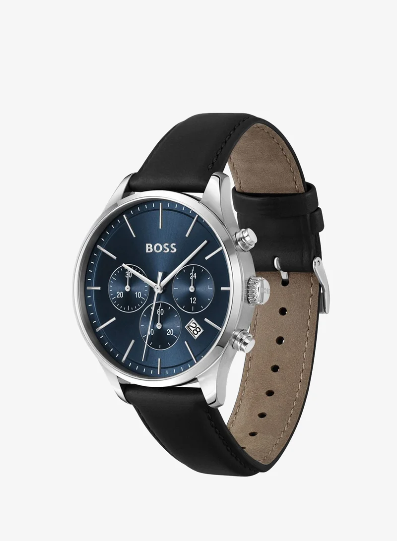BOSS  Avery Collection Chronograph Quartz Watch For Men With Black Leather Strap - 1514156 for Men | Best Price UAE