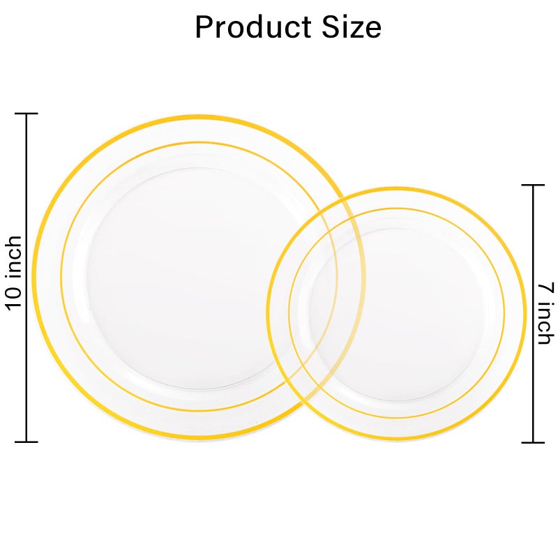 I00000 102 Pcs Clear Gold Plastic Plates - Disposable Party Plates  Gold Plates Disposable Include 51 Dinner Plates and 51 Dessert Plates  Plastic Plates for Party  Holiday  Wedding & Birthday - Image 4