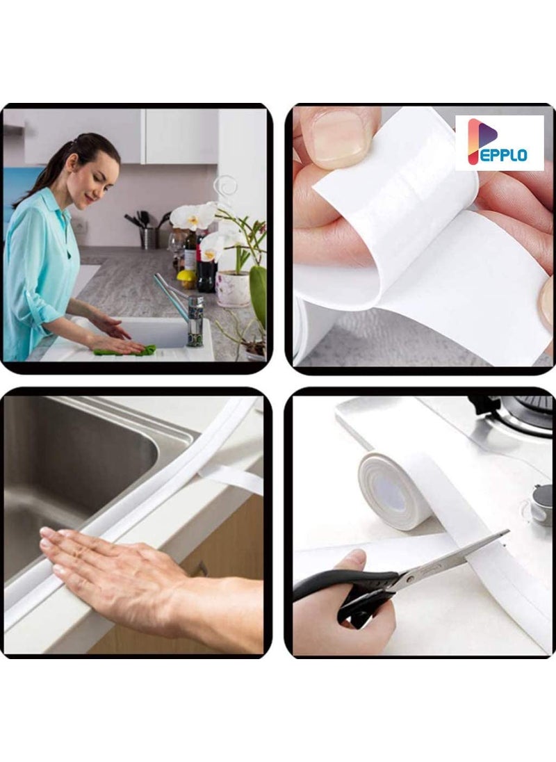 Kolorful Kolorful Caulk StripTub Caulking Tape PVC SelfAdhesive Waterproof Sealing Tape for Kitchen Sink Toilet Bathroom Shower and Bathtub Floor Wall Edge Protector White  - Image 4