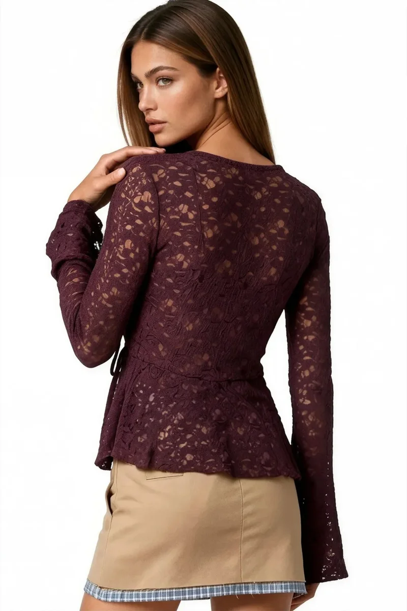 Busem Burgundy Red BUSEM Polyamide Elastane Blouse for Women | Best Price UAE