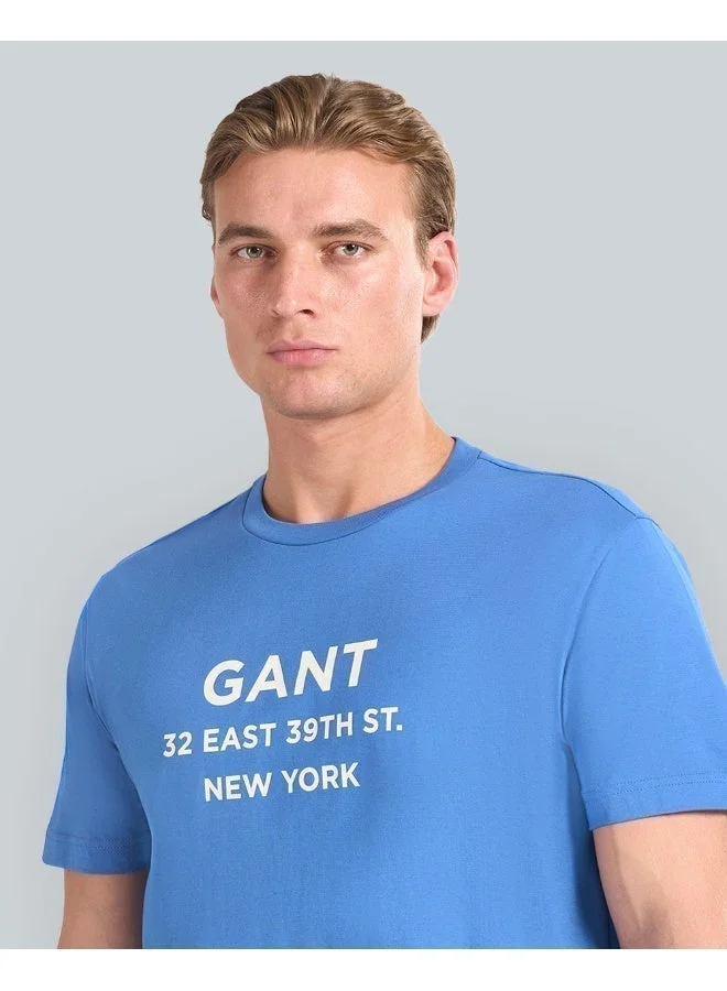 GANT Gant Small Graphic Printed T-Shirt For Men (Navy With Red Print)