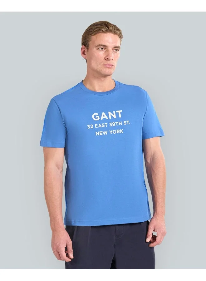 GANT Gant Small Graphic Printed T-Shirt For Men (Navy With Red Print)