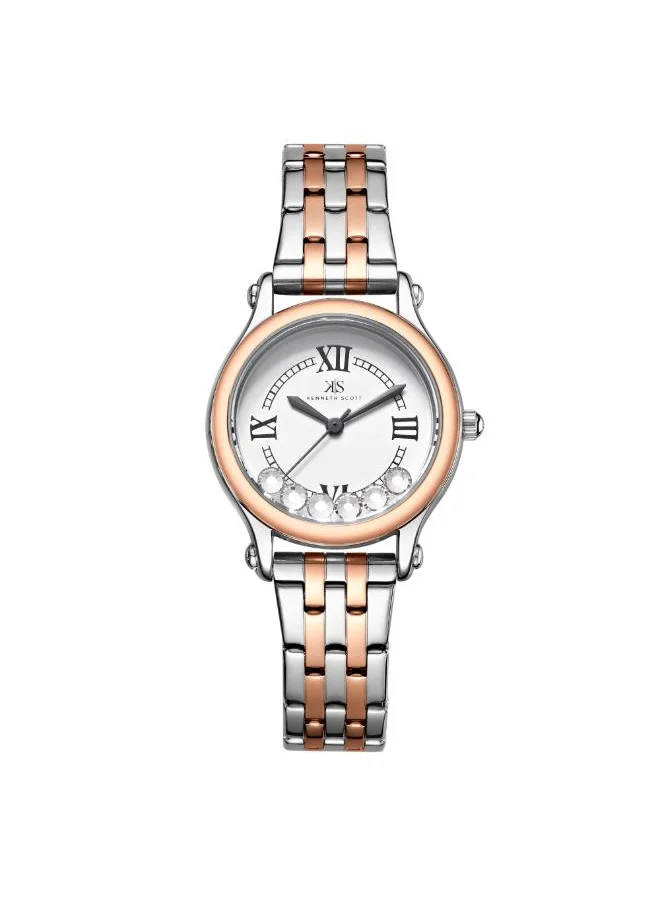 KENNETH SCOTT Women's Analog Display Watch With TT Rose Gold Stainless Steel Strap - K25510-KBKW