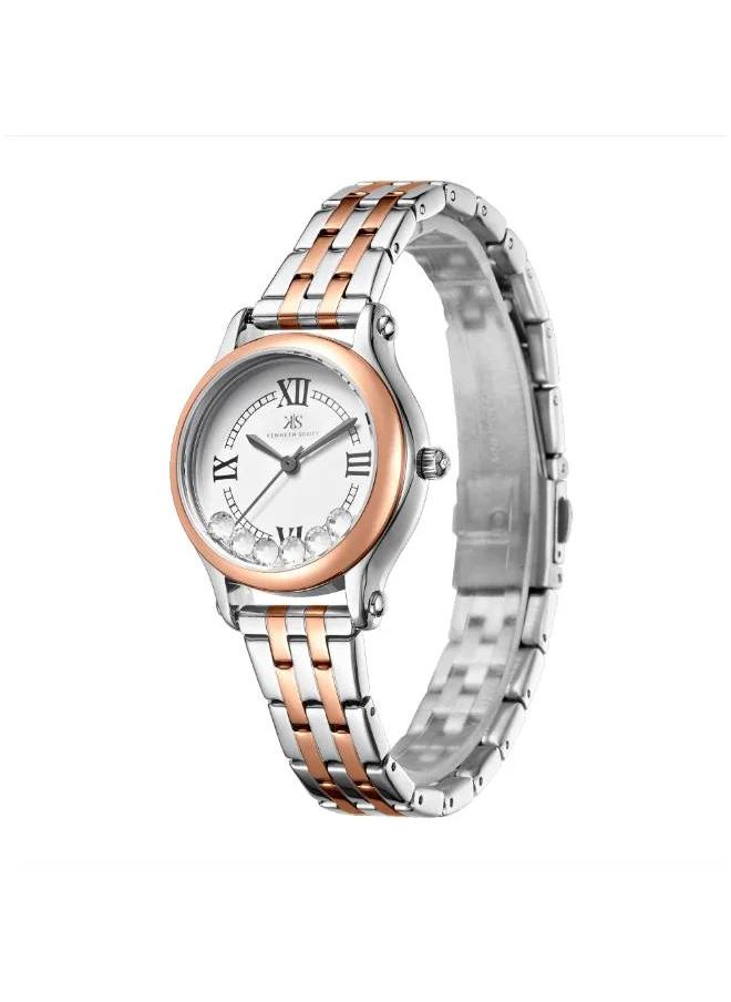 KENNETH SCOTT Women's Analog Display Watch With TT Rose Gold Stainless Steel Strap - K25510-KBKW